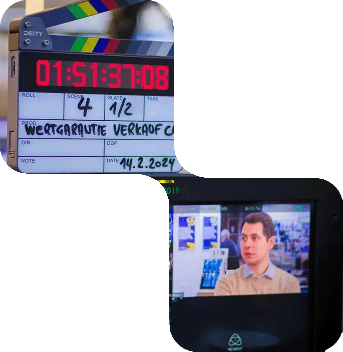 Filmklappe und Referenzmonitor
